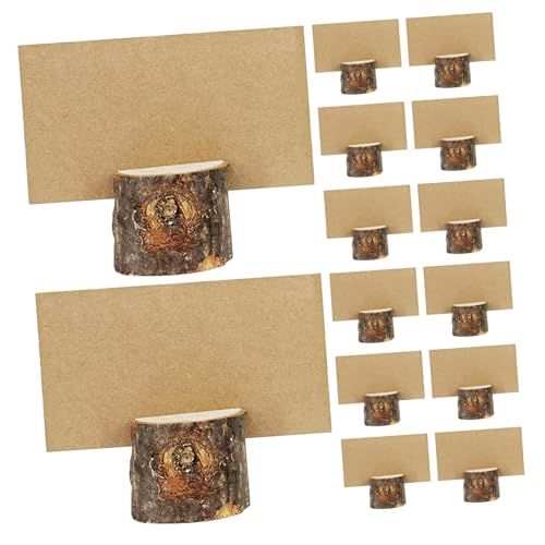 Tofficu 26 Sätze Rustikale Holz-Memo Kartenhalter Multifunktionaler Tischkartenhalter und Notizclip für Hochzeit Party Büro Stabiler Holzständer mit Kraftpapier für Tischdeko und von Tofficu