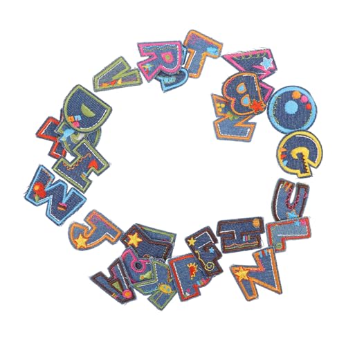Tofficu 26 Stück Buntes Brief Patch Jacke Patches buchstaben für stoff aufbügeln Patches für Kleidungsbriefe wärmeübertragung buchstaben Briefflecken für Kleidung Buchstabenflecken gefühlt von Tofficu