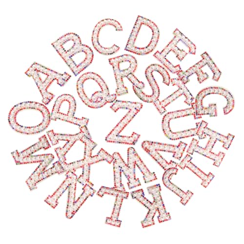 Tofficu 26 Stück Teiliges Buchstaben patch Perlenverzierung Selbstklebend Aufnähen Glitzernde Stoffapplikationen für Kleidung Taschen Hüte Schuhe Langlebig und Hautfreundlich zum von Tofficu