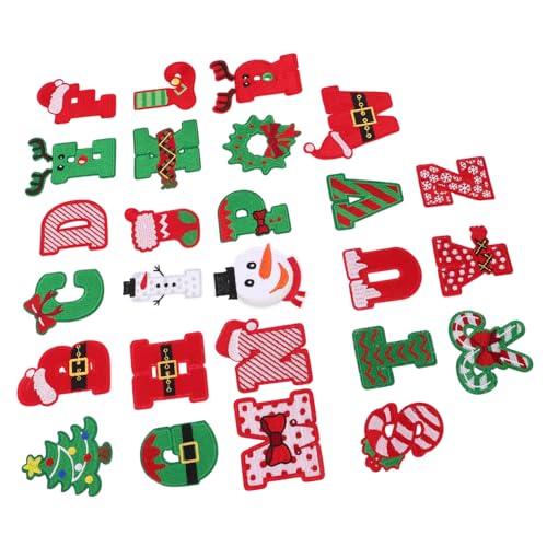 Tofficu 26 Stück Teiliges Weihnachts Alphabet Aufnäher Bestickte Bügelbilder Applikationen für Kleidung Jacken Hosen Taschen DIY Reparatur und Festliche Dekoration Kompatibel mit von Tofficu