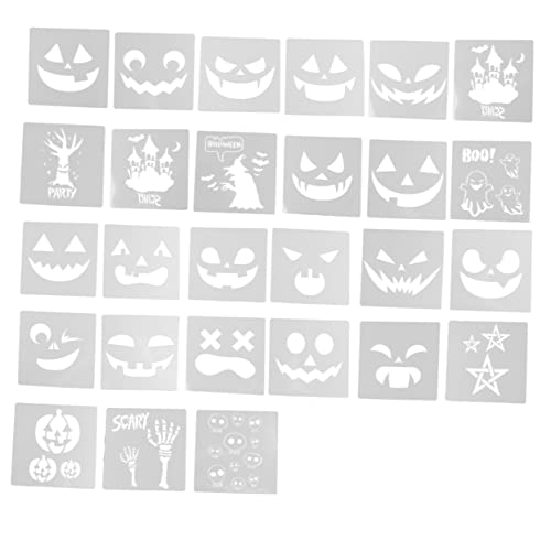 Tofficu 27 Stück Halloween-kürbis-emoticon-vorlage Halloween-schablonen Halloween-kit Dekorationen Halloween-gemälde Für Malerei Diy Bemalte Werkzeuge Malvorlage Weiß Das Haustier von Tofficu