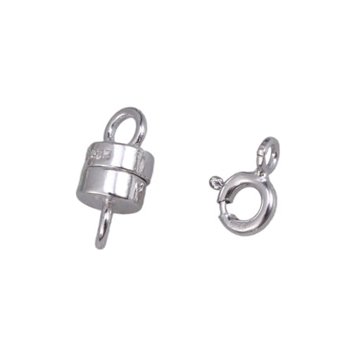 Tofficu 2Stücke Magnetverschluss mit Federringverschluss Hochwertige Schmuckverschlüsse für DIY Armbänder und Fußkettchen Silber von Tofficu