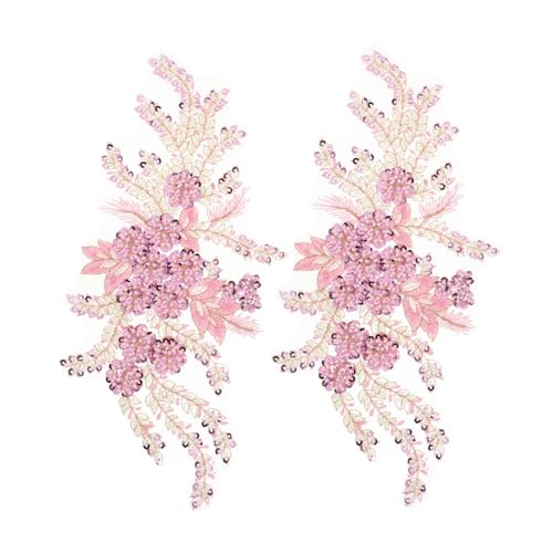 Tofficu 2Stücke Stickerei für Hochzeitskleider DIY für Modeprojekte Rosa Einfach Anzubringen Hochzeiten und Partys von Tofficu