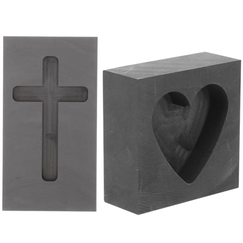 Tofficu 2stücke Graphit Gussform Herzform Kreuzform Hochtemperaturbeständige Gießform Für Silber Gold Kupfer Für Projekte Und Metallveredelung von Tofficu