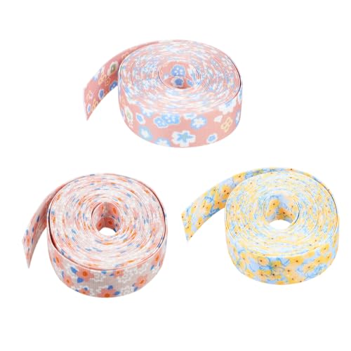 Tofficu 3 Rollen Blumenmuster Geschenkband Handgefertigtes DIY Bastelband für Partydekoration Vielseitiges Langlebiges Haarschleifen und Geschenkverpackungsband von Tofficu