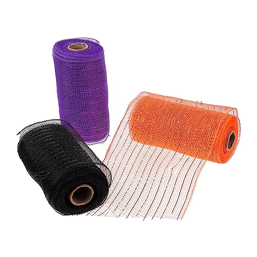 Tofficu 3 Rollen Halloween Mesh Ribbon Dekoratives Netzband Polyester Schwarz Dunkelviolett und Orange Leichtes Einfach Zuschneidbares Bastelband für Partydeko Kränze und Tofficu 3 Rollen Halloween Mesh Ribbon Dekoratives Netzband Polyester Schwarz Dunkelviolett und Orange Leichtes Einfach Zuschneidbares Bastelband für Partydeko Kränze und von Tofficu