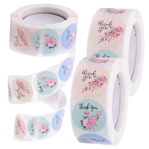 Tofficu 3 Rollen Runde Aufkleber Beschreibbare Klebeetiketten für Geschenktüten Deko und Verpackungen Hochzeiten Geburtstagsfeiern und Aufkleber von Tofficu