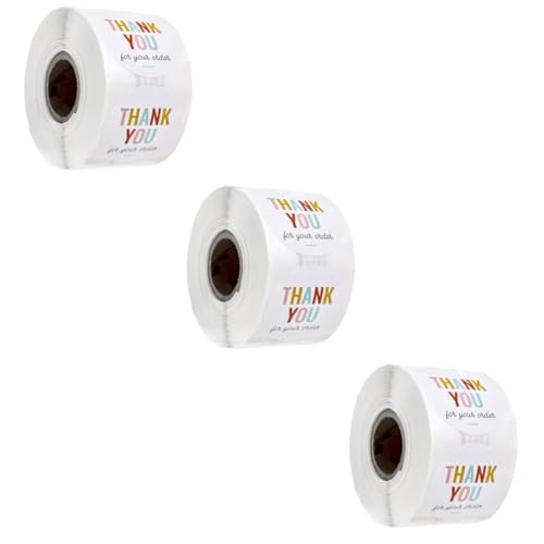 Tofficu 3 Rollen Runde Aufkleber mit Dekorativen für Geschenkverpackungen Lebensmittel Tüten Selbstklebende Verpackungssticker Design von Tofficu