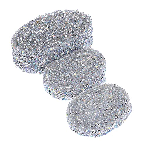Tofficu 3 Rollen Selbstklebendes Strassband Glitzernde Kristallbänder Hochtemperaturbeständig für Hochzeit Party DIY Dekoration von Tofficu