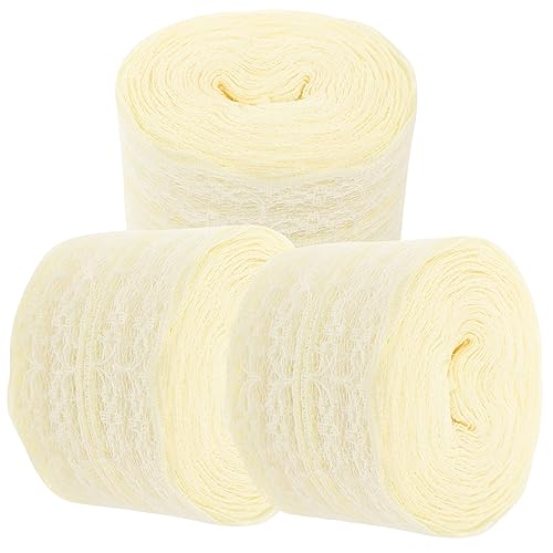 Tofficu 3 Rollen Spitzenband Breit Cremefarbenes Elastikfreies Spitzenband für Bekleidung DIY Zubehör Vintage Spitze für Kleidungsdekoration und Bastelarbeiten von Tofficu