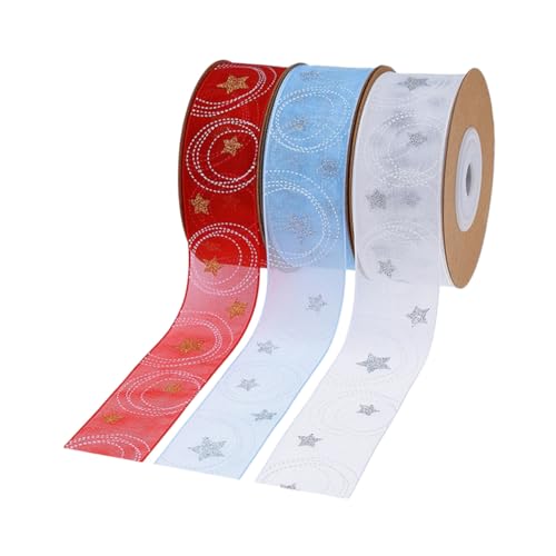 Tofficu 3 Rollen Weihnachtsband mit Stern und Kreis Muster Geschenkband für Verpackung Vielseitiges Bastelband für DIY Kränze Partydekorationen und Festliche Geschenkverzierung in Weiß Tofficu 3 Rollen Weihnachtsband mit Stern und Kreis Muster Geschenkband für Verpackung Vielseitiges Bastelband für DIY Kränze Partydekorationen und Festliche Geschenkverzierung in Weiß von Tofficu