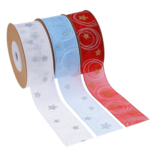 Tofficu 3 Rollen Weihnachtsgeschenkband Polyester Stern und Kreis Muster Festliche Schleifen Geschenkverpackung DIY Weihnachtsdeko Party Zubehör Weiß Blau Rot Tofficu 3 Rollen Weihnachtsgeschenkband Polyester Stern und Kreis Muster Festliche Schleifen Geschenkverpackung DIY Weihnachtsdeko Party Zubehör Weiß Blau Rot von Tofficu