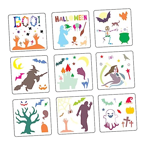 Tofficu 3 Sätze Halloween-zeichnungsvorlage Kürbis-schablone Malerei Halloween-schablonen Groß Malen Halloween-gemälde Geist Halloween Handwerk Gruselig Das Haustier Weiß 9 Stück * 3 von Tofficu