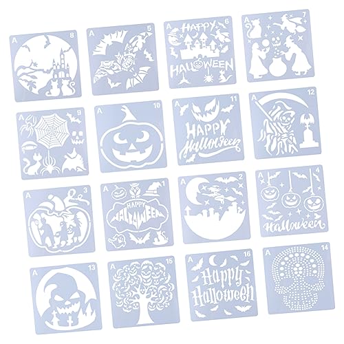 Tofficu 3 Sätze Malvorlage Für Halloween-ausschnitte Zeichnung Halloween-malvorlage Halloween-schablonen Halloween-gemälde Malerei Schablonen Malschablonen Beige 16 Stück * 3 von Tofficu