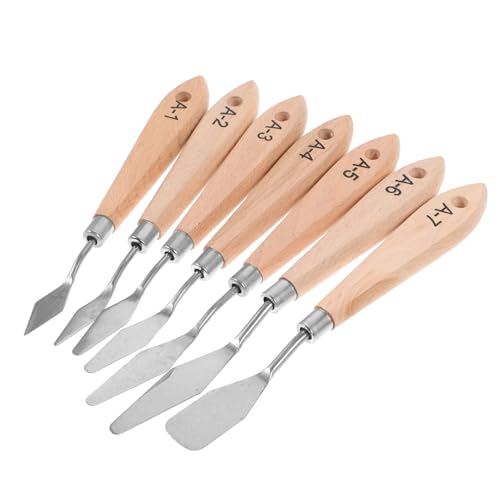 Tofficu 3 Sätze Messer Für Kunstölmalerei Zuckerguss-spatel Pastelle Palette Bürstenreiniger Malwerkzeuge Farbmischanleitung Schaber Malmesser Pinselwascher Rostfreier Stahl 7 Stück * 3 von Tofficu