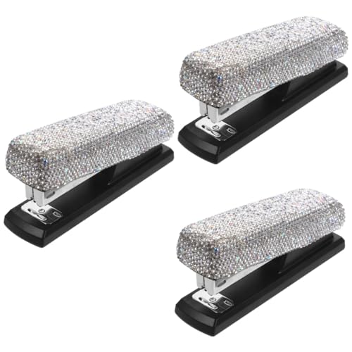 Tofficu 3 Sätze Rhinestone Heftgerät für Zuhause und Büro Robuster Leichter Handhefter für Schüler Lehrer und Kollegen Multifunktionales Zubehör für Schule und Büro von Tofficu