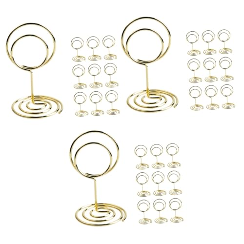Tofficu 3 Sätze Tischkartenhalter Aus Metall Hohe Runde Clips Für Fotos Menüs Und Tischnummern Für Hochzeiten Partys Und Veranstaltungen Goldene Farbe 10 Stück * 3 von Tofficu