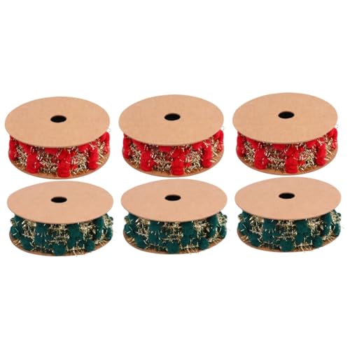Tofficu 3 Sätze Weihnachtsbommelband Bänder Für Handwerk Band Zum Basteln Bommel Trimmen Pom Weihnachtsbaum Ribbon Bandfeile Weihnachtsband Dekoratives Band Polyester Rot 2 Rollen * 3 von Tofficu