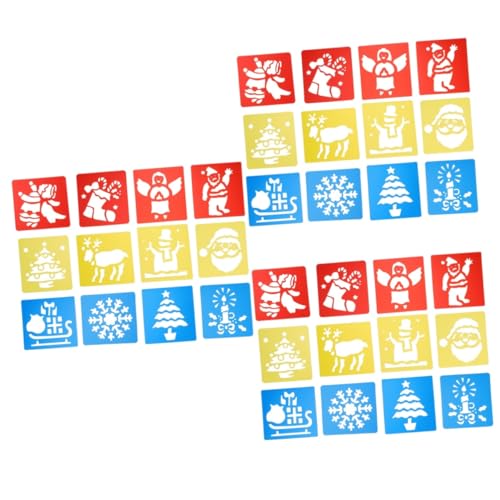 Tofficu 3 Sätze Zeichnungsvorlage Für Sprühen Weihnachtsmalerei Vorlage Hängend Weihnachtsdeko Malschablonen Für Malvorlagen Kinderzeichnungsvorlage 12 Stücke * 3 von Tofficu