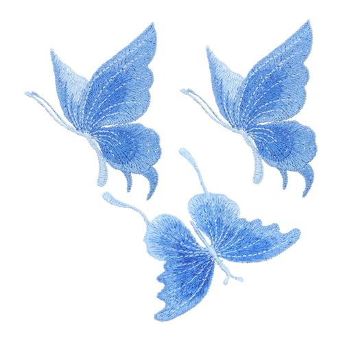 Tofficu 3 Stück Bestickte Schmetterlings Patches Farbige Kleidung Applikationen für DIY Dekoration Einfach zu Nähen für Kleidung Taschen und Accessoires von Tofficu