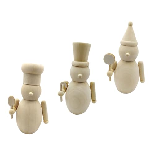 Tofficu 3 Stück DIY Holz Figuren Unlackierte Holzspielzeuge zum Bemalen Weihnachtsdekoration Kreative Bastelidee für Familien und Gestaltung von Tofficu
