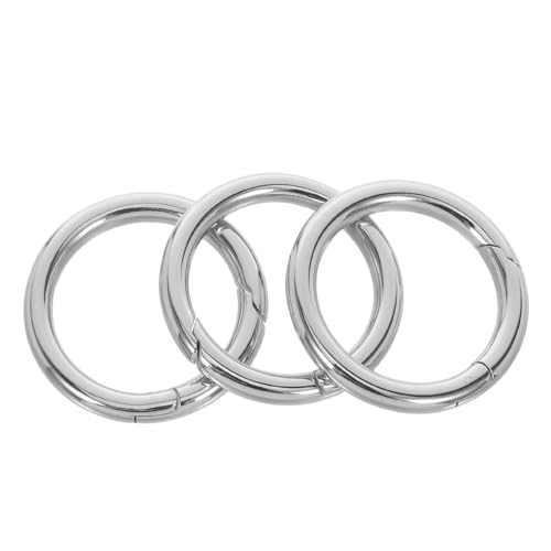 Tofficu 3 Stück Edelstahl Rundring mit Federverschluss Polierte Offene Ringe für DIY Taschen Schlüsselanhänger Schmuckherstellung Universeller Verschluss mit Sicherem Halt von Tofficu