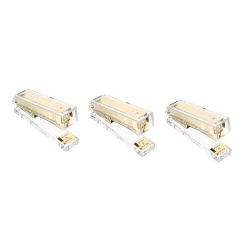 Tofficu 3 Stück Hefter Büro Ästhetisches Briefpapier Hefte für Schreibtisch Acryl Golden von Tofficu