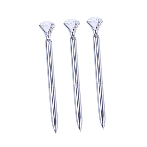 Tofficu 3 Stück Kugelschreiber mit Großem Diamant Versenkbare Metallkugelschreiber für Schule und Büro Silber Schreibutensilien Tofficu 3 Stück Kugelschreiber mit Großem Diamant Versenkbare Metallkugelschreiber für Schule und Büro Silber Schreibutensilien von Tofficu