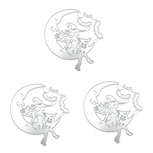 Tofficu 3 Stück Mondhexenmesser sterben silve Scrapbooking Schneidemuster Metall Schneidform Schnitte für Schneiden schablonen Stanzformen Schablone DIY stirbt schimmel Kohlenstoffstahl von Tofficu