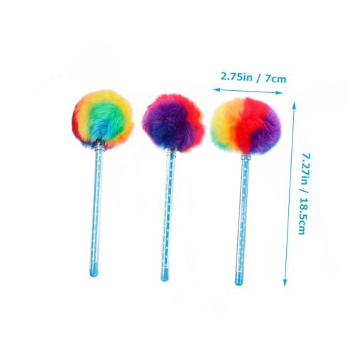 Tofficu 3 Stück Plüsch Kugelschreiber mit Pompon Niedlicher Cartoon Stift für Schüler Schnelltrocknend Leicht Tragbar Weiche Schreibspitze Bunter Büro Lernstift Zufällige Zufällige Farbe von Tofficu