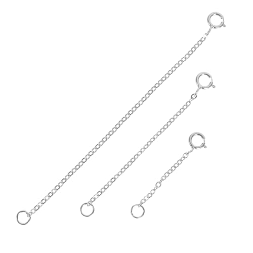 Tofficu 3 Stück Sterling Silber Verlängerungsketten Teilig mit Verschluss DIY Schmuckzubehör für Halskette Armband Verlängerung Elegant und Einfach zu Befestigen von Tofficu