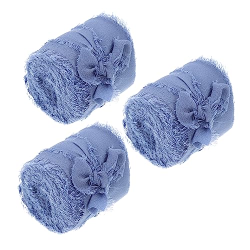 Tofficu 3 Stück Teiliges Handgemachtes Chiffonband Himmelblau Dekoratives Schleifenband für Hochzeiten und Diy Projekte Yards pro Rolle Farbecht und Leicht zu Verwenden von Tofficu
