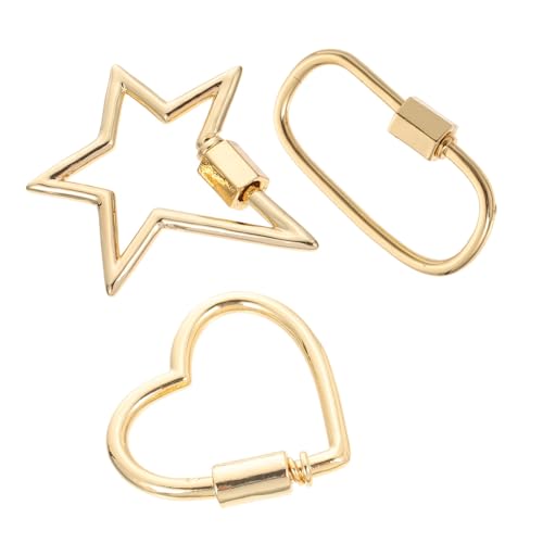 Tofficu 3 Stück Teiliges Schmuck Schraubverschluss Kupfer Karabiner Charm Anhänger Geometrisch DIY Verbindung für Halsketten Schlüsselanhänger Rucksack Zubehör von Tofficu