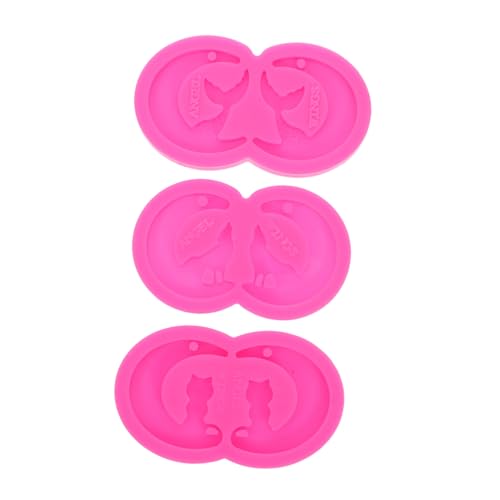 Tofficu 3 Stück Teiliges Silikon Ohranhänger Gießform mit Loch Flexible Katzen- Wolf Mondformen Langlebige Epoxidharz Schmuckgießformen für DIY Halsketten und Tieranhänger von Tofficu