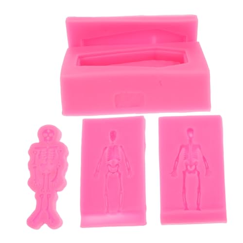 Tofficu 3 Stück Teiliges Skelett Coffin Silikonform für Epoxidharz Halloween Fondant Schokoladenform Kompatibel mit Polymer Schmuckherstellung Leicht Tragbar für DIY Bastelprojekte von Tofficu