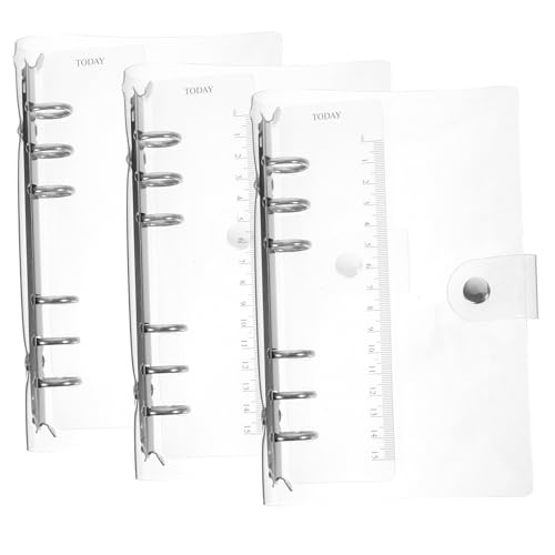 Tofficu 3 Stück Teiliges Transparentes PVC Ringbuch Cover Nachfüllbares Notizbuch Schutzhülle Leichtes Strapazierfähiges Binder Notebook Cover für Lose Praktischer Organizer mit Sicherem von Tofficu