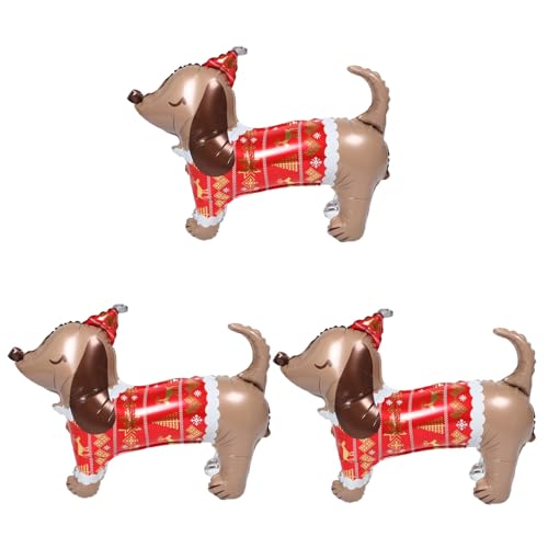 Tofficu 3 Stück Weihnachtsballons Sausage Dog Folienballons für Kindergeburtstag und Halloween Party Deko Langlebige Aufblasbare Hundeform Ballons für Welpen Themen Feier und Festliche von Tofficu
