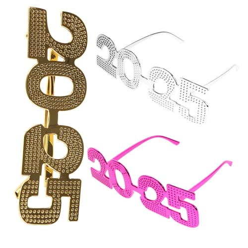 Tofficu 3 Stück Year Party Brille Spaßige Glänzende Eyewear Prop in Rosarot Silber Gold für Fotorequisiten und Kostümzubehör Tofficu 3 Stück Year Party Brille Spaßige Glänzende Eyewear Prop in Rosarot Silber Gold für Fotorequisiten und Kostümzubehör von Tofficu