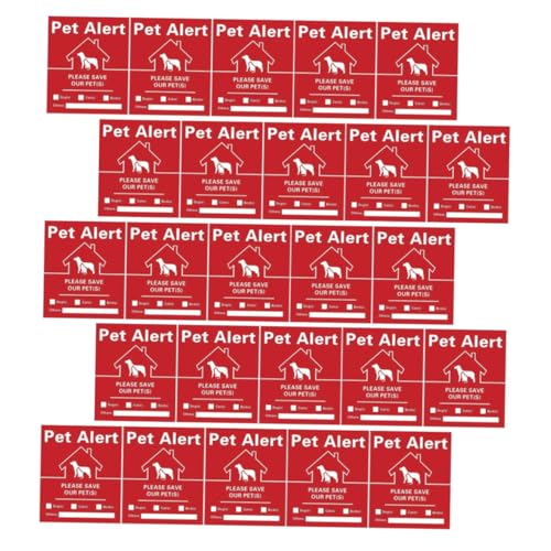 Tofficu 30 Blatt Tierrettungsaufkleber Etikett Retriever Clipper Hund Aufkleber für Haustiere Notfall Aufkleber für Haustiere Finder-Aufkleberfenster Aufkleber für Tür rot von Tofficu