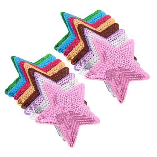 Tofficu 30 Stück Bunte Fünf-punkte Pailletten Aufnäher Bestickte Glitzer Sterne Langlebig Sicher zum Aufbügeln oder Nähen Kreative Stoffpatches für Kleidung DIY und Modische von Tofficu
