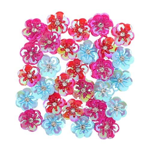 Tofficu 30 Stück Paillettenblumenfleck Gestickte Pailletten-patches Pailletten -perlen -applikationen Floral Kleidung Blumenfleck Glitzerblumen-paillettenapplikation Plastik von Tofficu