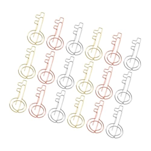 Tofficu 30 Stück Schlüssel-Büroklammer Silber geformt Clips Gold Blau Bürozubehör aktenordner Schlüsselbüroklammern Dokumentenordner praktische Büroklammern Mehrzweck-Büroklammern Metall von Tofficu
