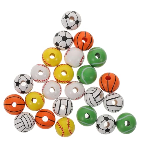 Tofficu 30 Stück Teiliges Holzperlen Motive Große Lochperlen zum Basteln von Armbändern und Halsketten Stabile Diy Holzkugeln mit Fußball Basketball Volleyball Tennis Baseball Weiß und Tofficu 30 Stück Teiliges Holzperlen Motive Große Lochperlen zum Basteln von Armbändern und Halsketten Stabile Diy Holzkugeln mit Fußball Basketball Volleyball Tennis Baseball Weiß und von Tofficu