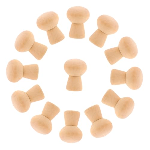 Tofficu 30 Stück Teiliges Mini Holzpilz- Unvollendete Holzpilz-puppen Kinderfreundliche DIY Bastelstäbe Sicherer Griff Blanke Holzfiguren für Kreative Kunstprojekte von Tofficu