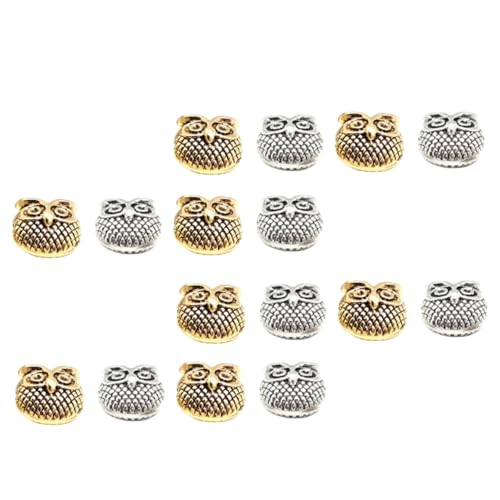 Tofficu 30 Stück Teiliges Owl Loose Beads aus Zinklegierung DIY Schmuckperlen mit Abgerundeter Oberfläche als Abstandsperlen für Armbänder und Halsketten für Bastelarbeiten und von Tofficu