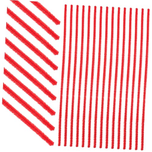 Tofficu 300 Stück DIY Chenille Stiele Große Rote Biegsame Bastelstäbe für Handarbeiten Flexibles Material Sicher für Basteln und Kreativen Gestalten von Tofficu
