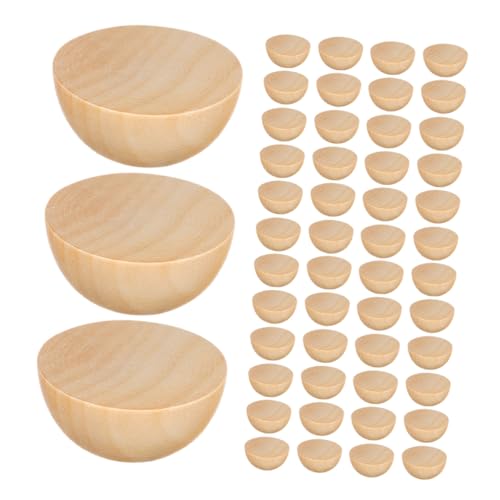 Tofficu 300 Stück Halbierte Holzkugeln Unbehandelte Holzhalbkugeln Halbierte Holzperlen Natürliches Holz DIY Bastelbedarf für Erwachsene Schulprojekte Dekoration von Tofficu