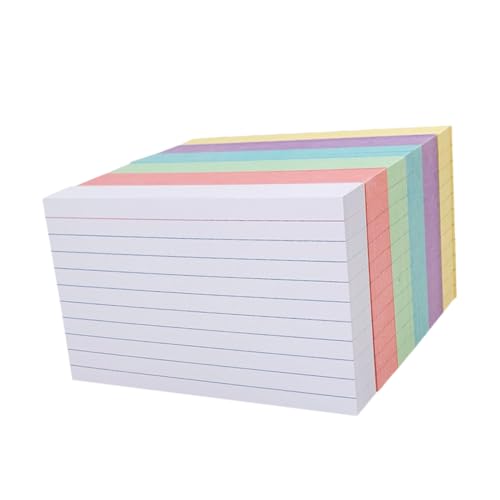 Tofficu 300 Stück Linierte Karteikarten Bunte Notizkarten Blanko Notizpapiere für Schule und Büro für Notizen Lernen und Diy Projekte Papier Je Farbe Weiß Rot Gelb Blau Grün von Tofficu