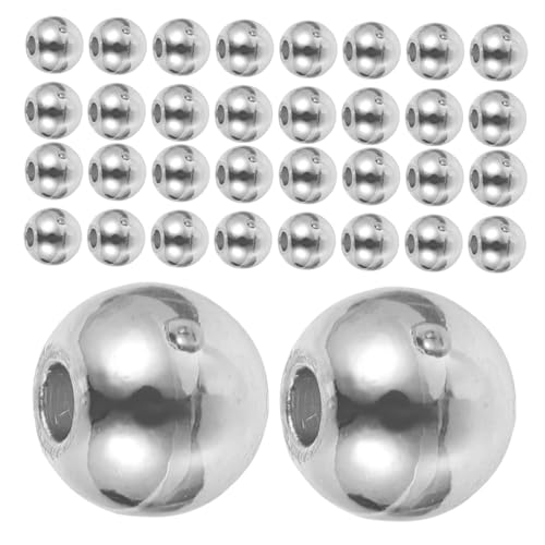 Tofficu 300 Stück Schmuckzubehör Perlen Abstandsperlen zum Basteln Spacer Perlen runde Abstandshalter für die Herstellung von Armbändern Kupfer Silber von Tofficu