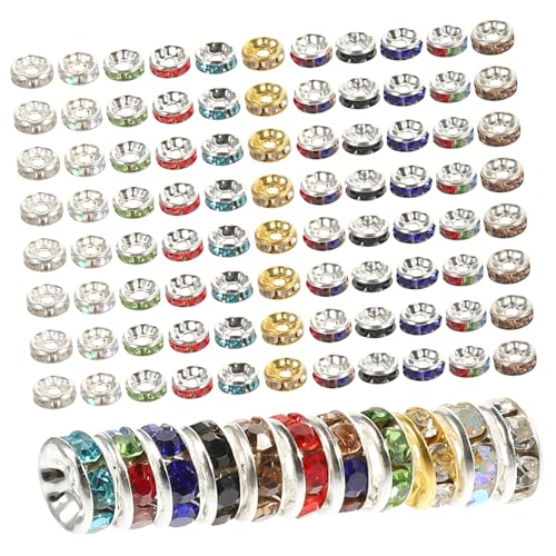 Tofficu 300 Stück Strass Spacer Perlen Rund Schmuckperlen für Armbandherstellung DIY Bastelperlen Bunte Dekorative Abstandshalter Perlen für Kreative Schmuckgestaltung von Tofficu